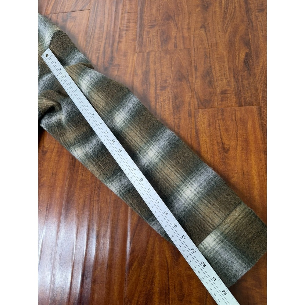 All Saints Shirt Mens SZ S Green Gray Brown Plaid Tremont Relaxed Fit Wool Blend - Picture 6 of 7